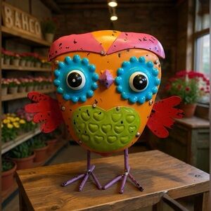 Garden enchantment Colorful Metal Owl